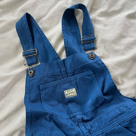 Hey Gang: Knee Patch Overalls in French Blue: size 00 - Picture 2 of 8